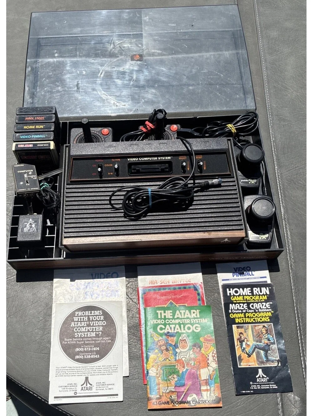 Atari 2600cx-a System Woodgrain Controller Games  & Hartzell Organizer Works